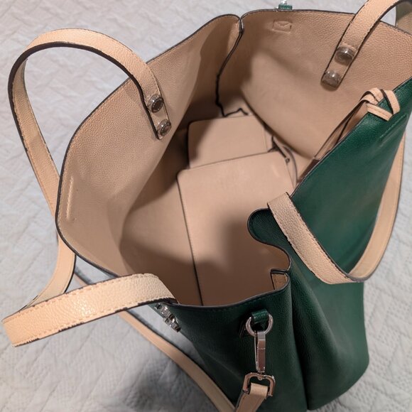 Calvin Klein Purse Reversible Tote Green & Tan Large Size W/wristlet - Picture 6 of 6